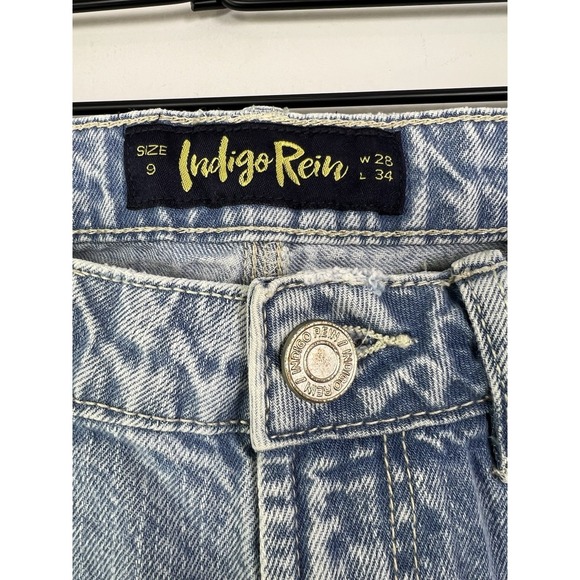 Indigo Rein Wide Leg Distressed Jeans Size 9 28x30 Light Wash - Picture 4 of 13